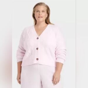 Auden Light Pink Cable Knit Cardigan